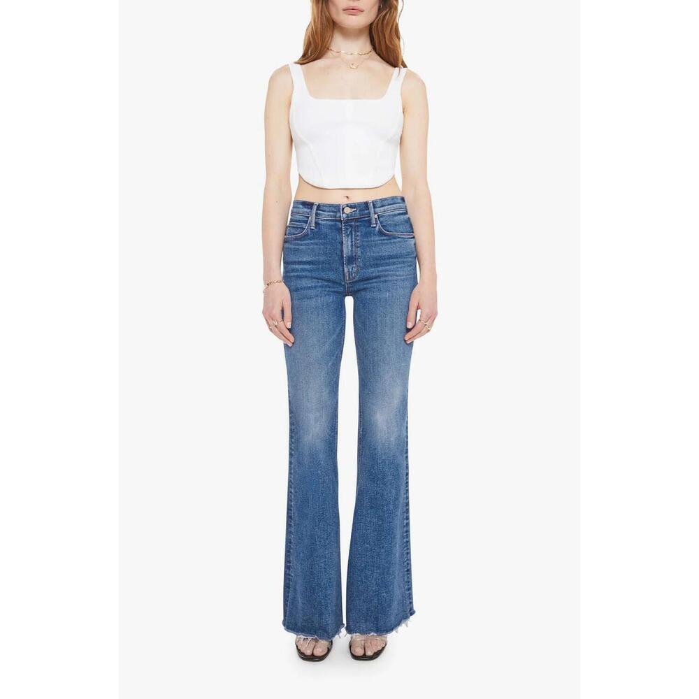 NEW MOTHER doozy sneak fray jeans in let's split